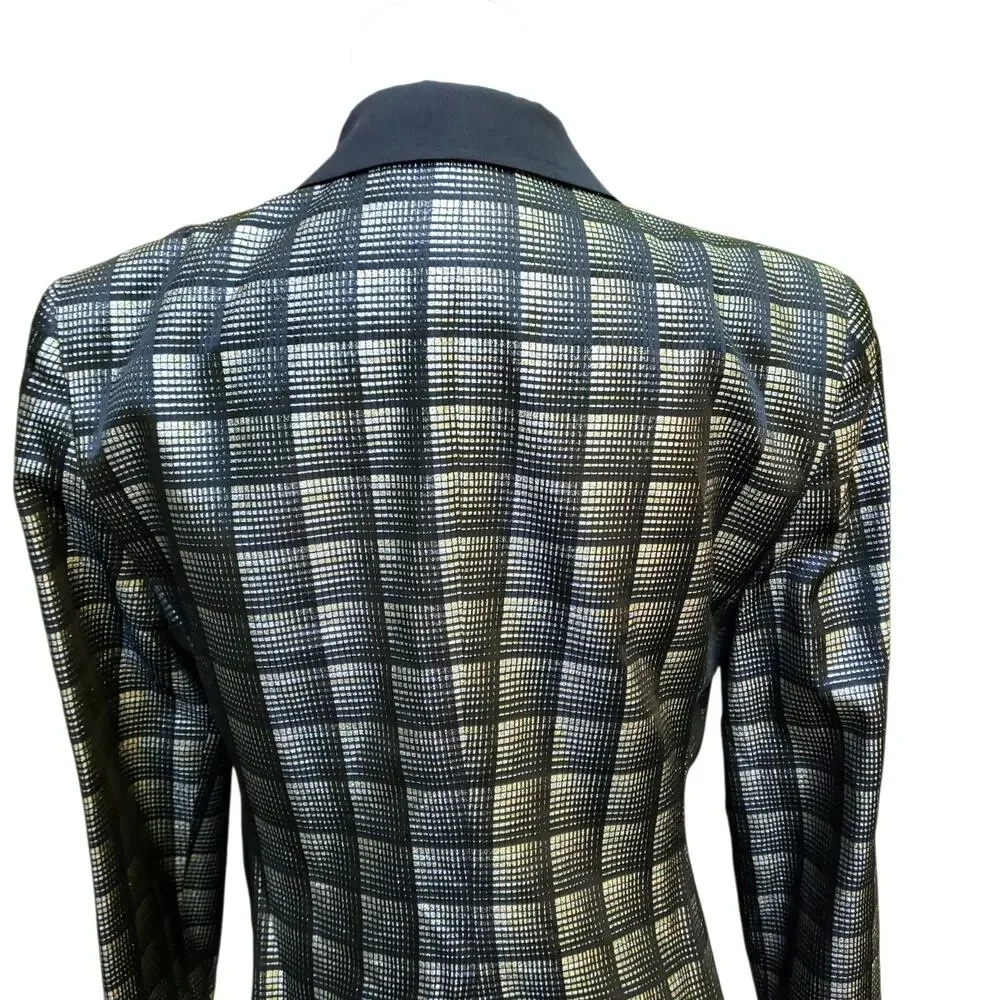 Christian Dior 80s 90s Blazer Jacket Power Money Cropped Disco Black Metallic 8